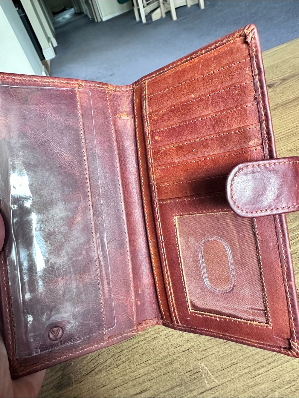Women's Rustic Brown Genuine Leather Wallet/Checkbook - Picture 3 of 4